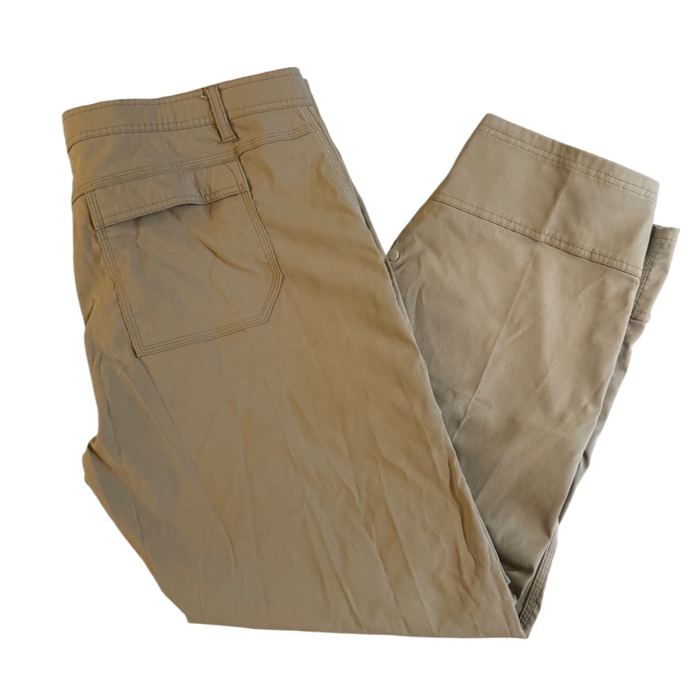 prAna Zion Mens 40x30 Khaki Stretch Hiking Cargo Pants Roll Up Leg Tan